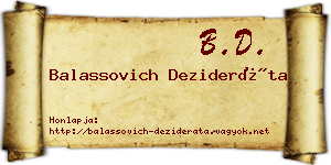 Balassovich Dezideráta névjegykártya